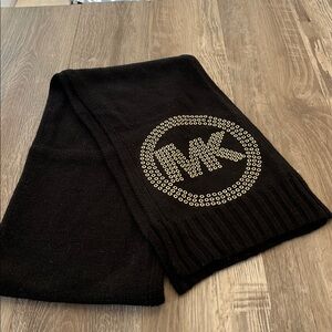 Michael Kors Black Knit Scarf with Silver Accents